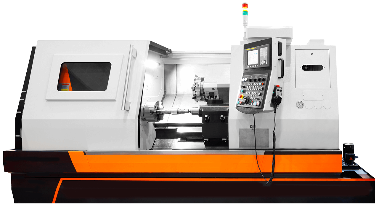 manufacturing professional lathe machine industrial concept programmable modern digital lathe isolated white background copy